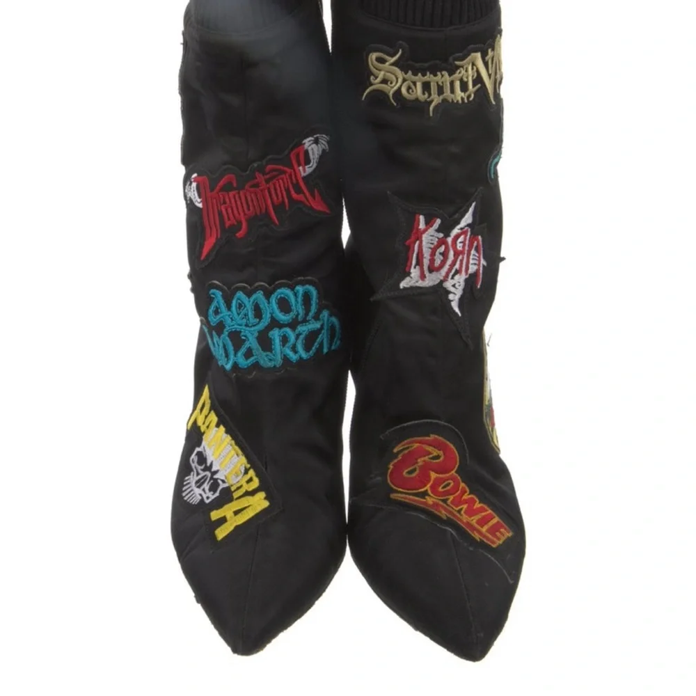 A. f. Vandevorst Black Embroidered Women's Boots - Picture 3 of 5